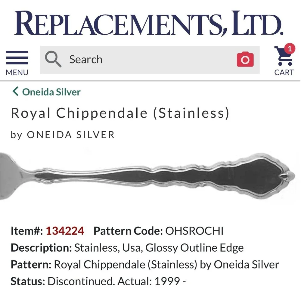 Oneida Royal Chippendale Stainless Teaspoons Set of 4 Glossy USA Made 6 Inch